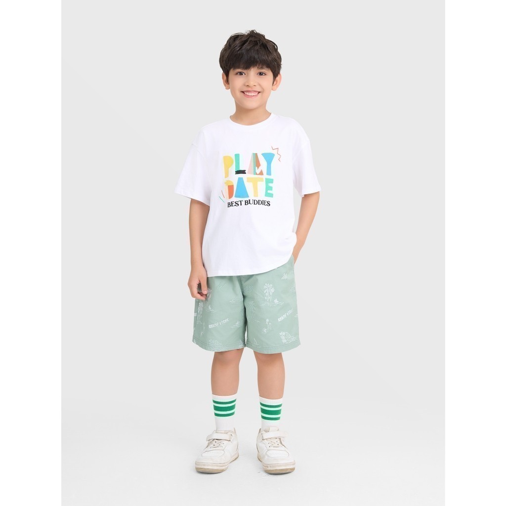 Quần short bé trai CANIFA cạp chun dáng rộng in họa tiết 2BS25S009