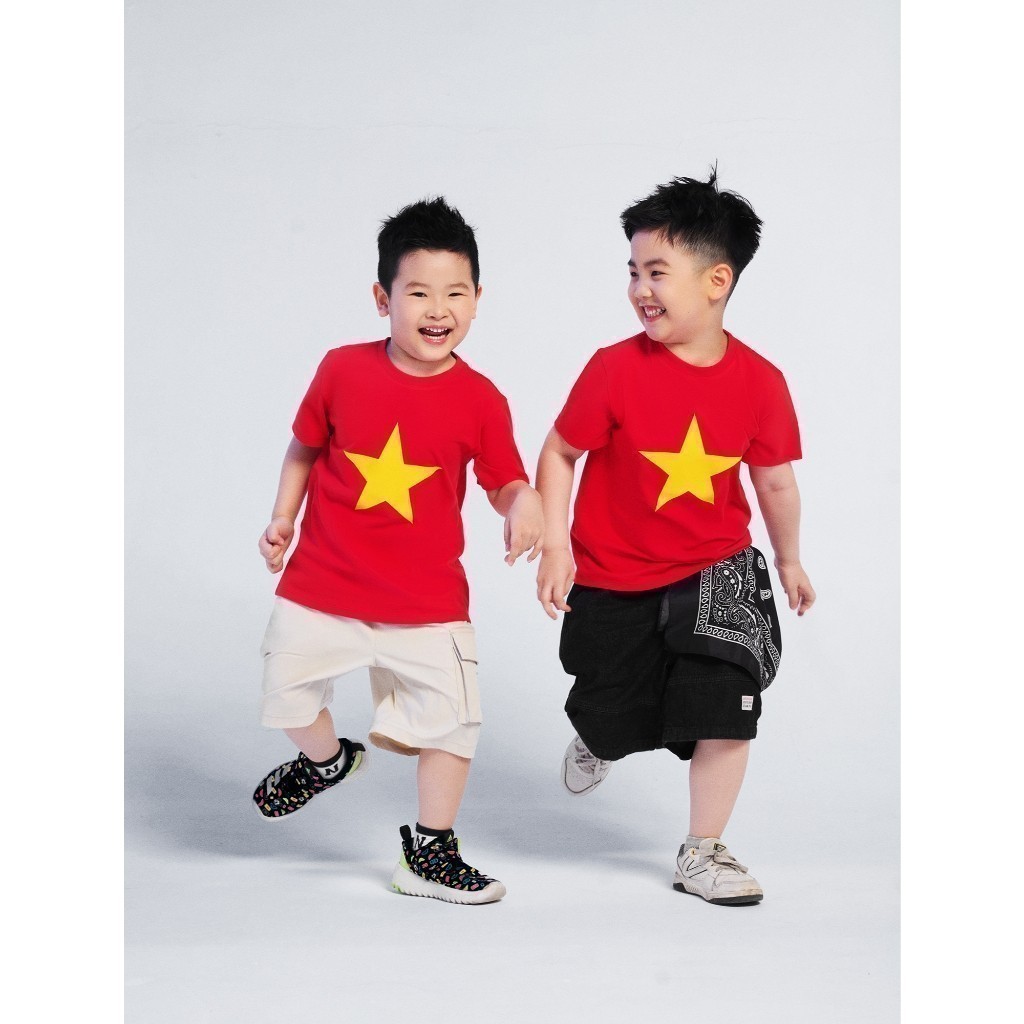 Áo thun cờ đỏ sao vàng CANIFA S áo phông Việt Nam cho bé cộc tay cotton mềm mại 3TS25S014