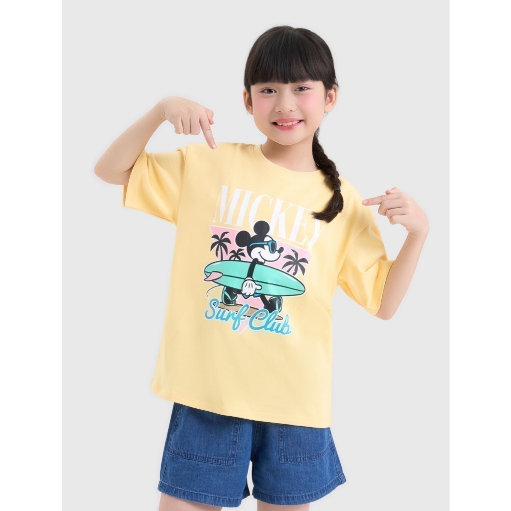 Áo phông unisex trẻ em CANIFA chất liệu cotton mềm mịn in hình Mickey 3TS25S002