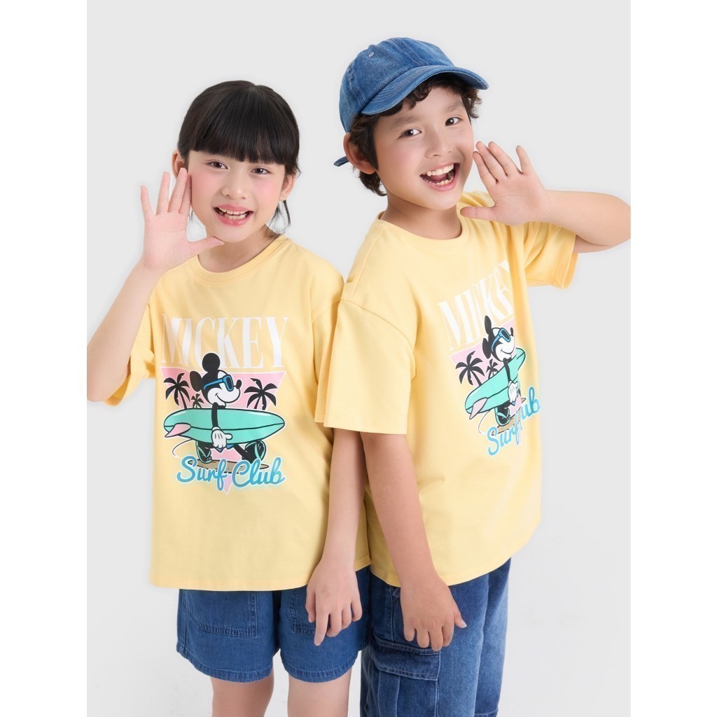 Áo phông unisex trẻ em CANIFA chất liệu cotton mềm mịn in hình Mickey 3TS25S002