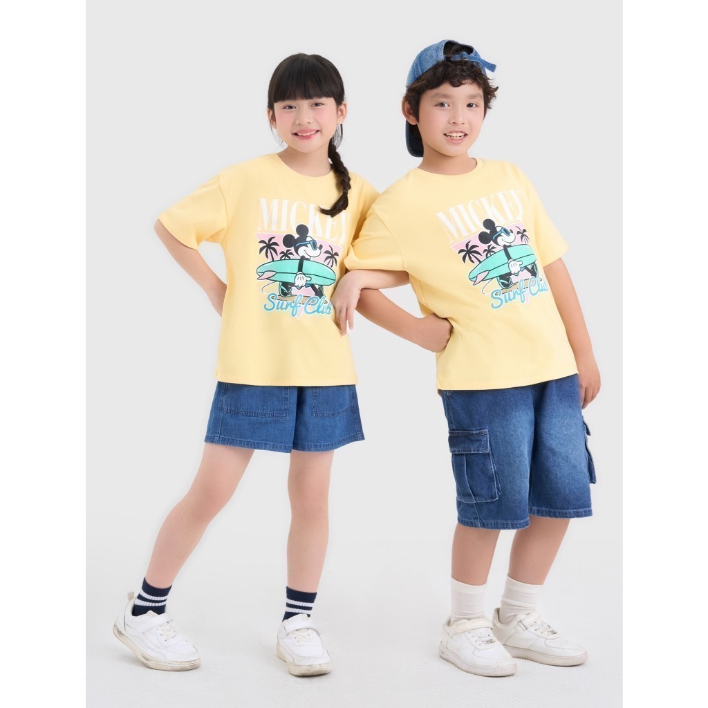 Áo phông unisex trẻ em CANIFA chất liệu cotton mềm mịn in hình Mickey 3TS25S002