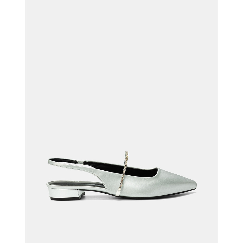 Giày Búp Bê Nữ 3cm Thời Trang JUNO Slingback Phối Dây Khóa Trang Trí BB03136