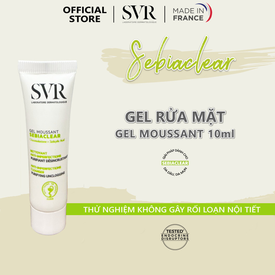 [HB GIFT 1] Gel rửa mặt không có xà phòng và làm sạch SVR SEBIACLEAR GEL MOUSSANT 10ml