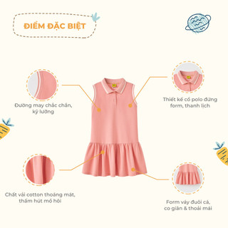 Đầm thun polo sát nách Stitch Disney bé gái Rabity 552.017
