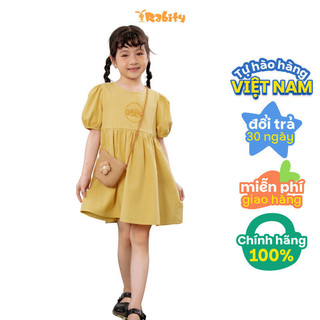 Đầm váy thô ngắn tay Vintage bé gái Rabity 950.023