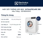 Free giao lắp - Máy sấy thông hơi 8KG Electrolux EDV804H3WC - sấy đảo chiều chống nhăn, diệt khuẩn, bền màu — ảnh 3