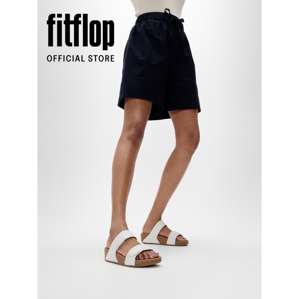 Dép Quai Ngang Nữ FitFlop LULU Adjustable Leather  - White - FV6-194