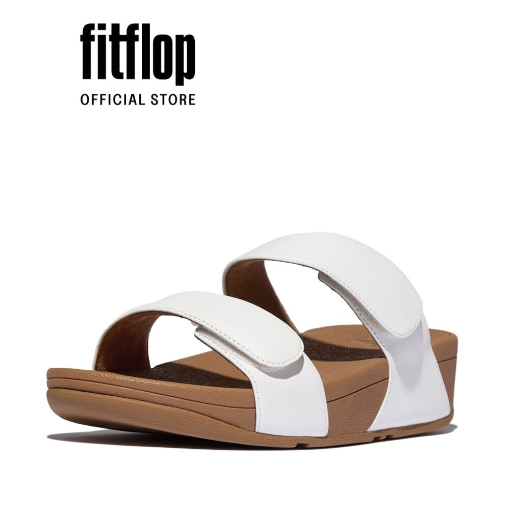 Dép Quai Ngang Nữ FitFlop LULU Adjustable Leather  - White - FV6-194