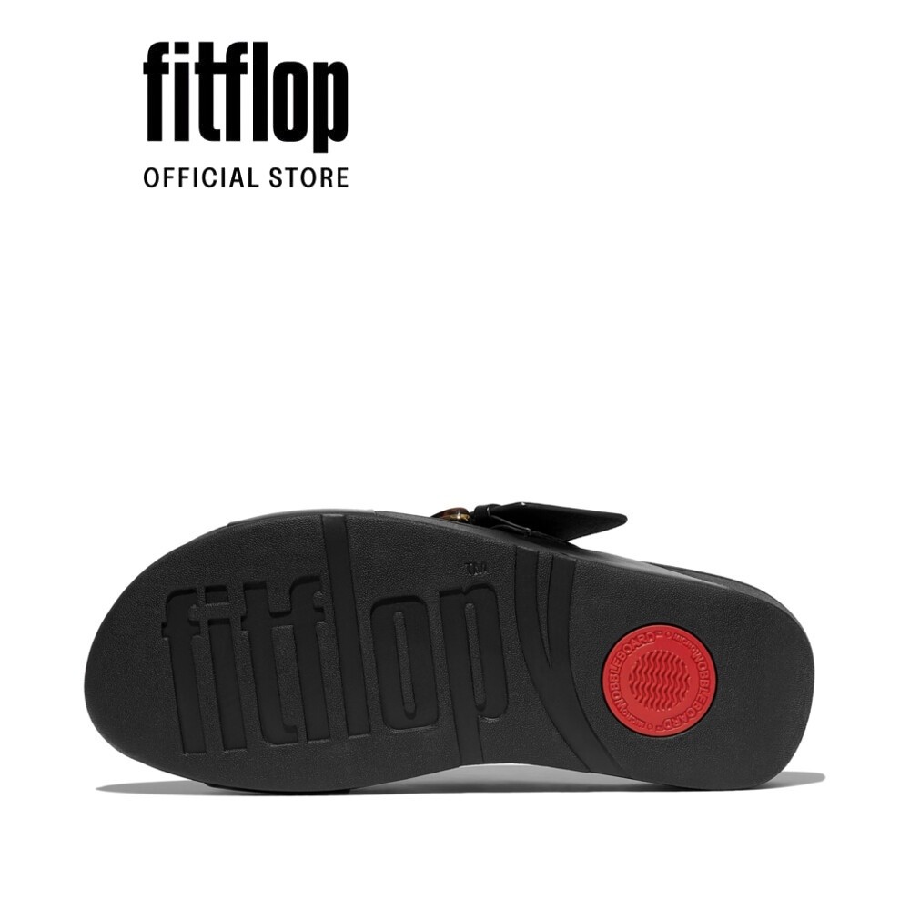 Dép Xăng Đan Nữ FitFlop Da LULU Khóa Nhựa Chéo - All Black - JE8-090