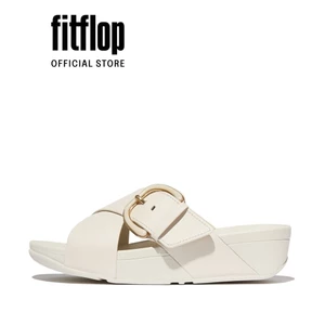 Dép Xăng Đan Nữ FitFlop Da LULU Khóa Nhựa Chéo - Beige - JE8-A99