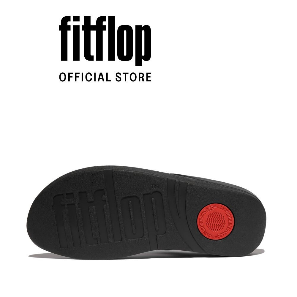 Dép Xăng Đan Nữ FitFlop Da FINO Viền Vàng Xỏ Ngón - Black - FON - IU6-090
