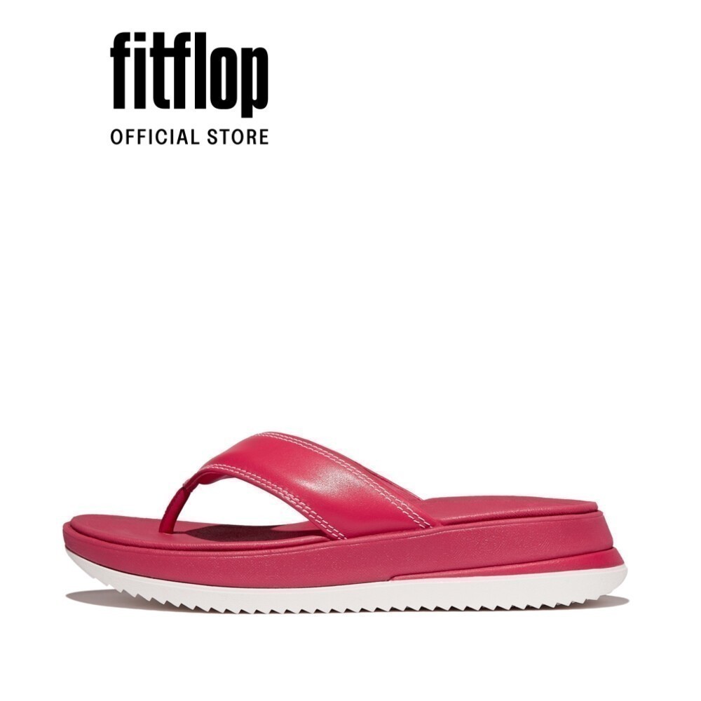 Dép Xỏ Ngón Nữ Da Viền Nổi FitFlop SURFF - Urban White/Wild Raspberry - FOF - IM5-B60