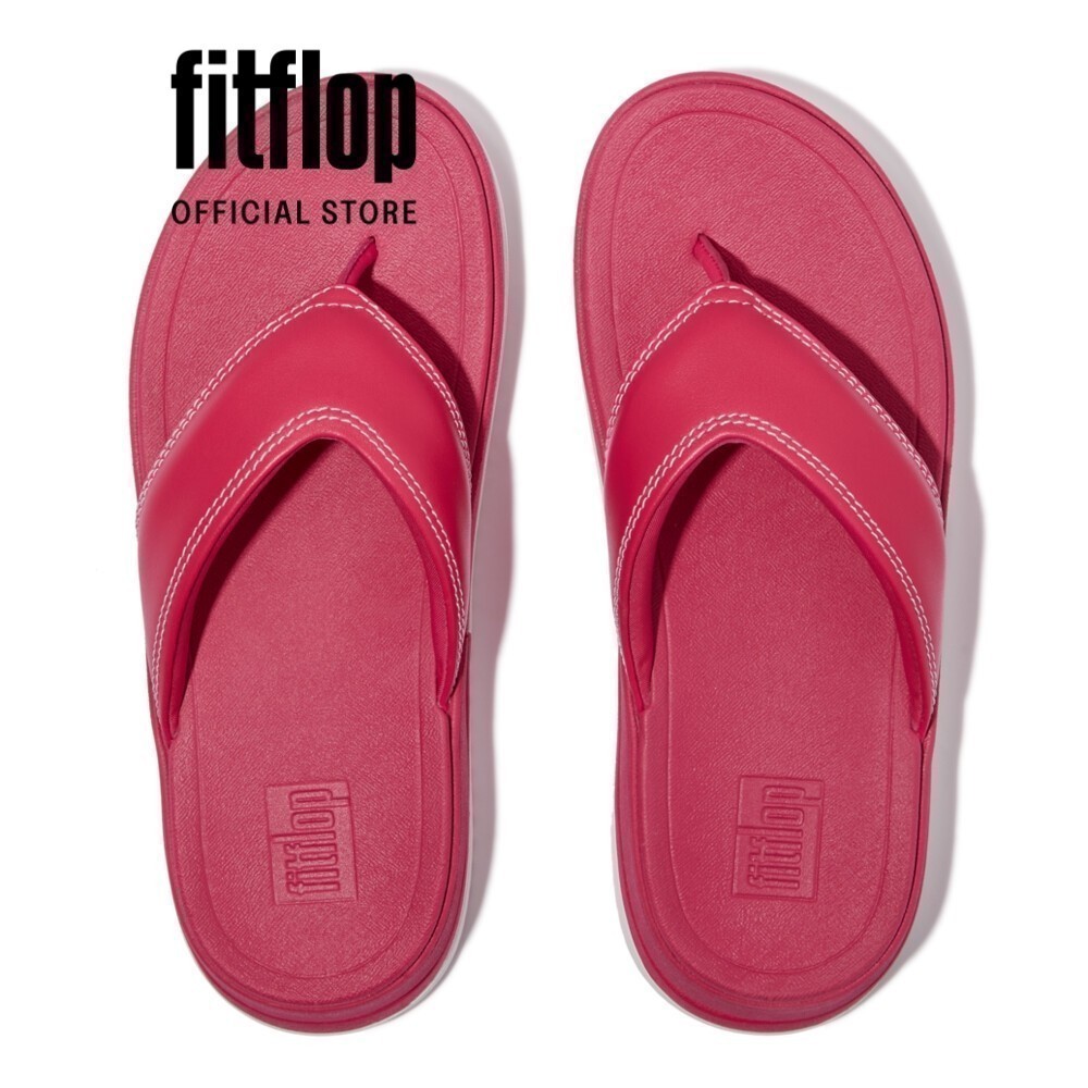 Dép Xỏ Ngón Nữ Da Viền Nổi FitFlop SURFF - Urban White/Wild Raspberry - FOF - IM5-B60