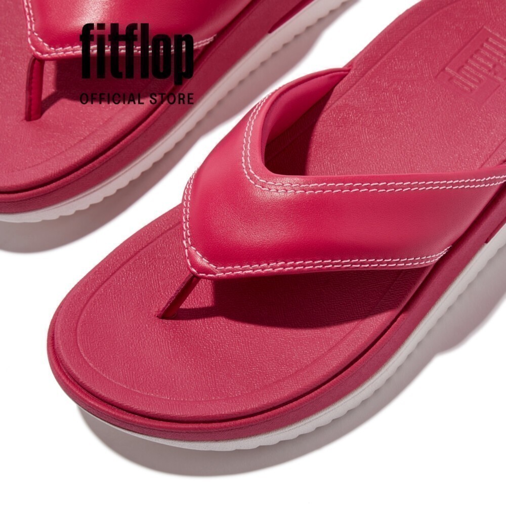 Dép Xỏ Ngón Nữ Da Viền Nổi FitFlop SURFF - Urban White/Wild Raspberry - FOF - IM5-B60