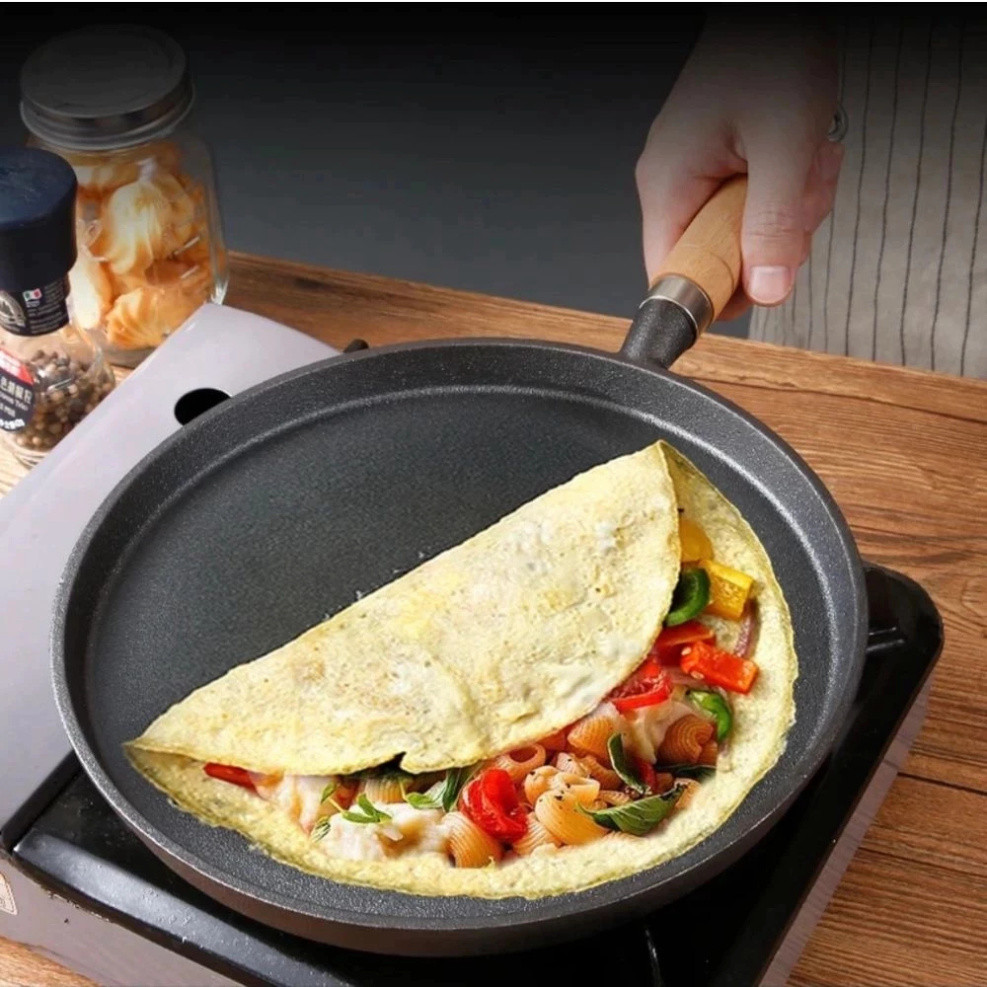 Chảo Gang Chống Dính Đổ Bánh Xèo & Rán, Kích Thước 20cm và 26cm Phù Hợp Mọi Loại Bếp