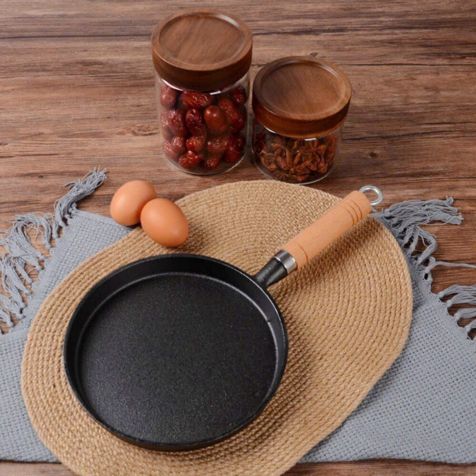 Chảo Gang Chống Dính Đổ Bánh Xèo & Rán, Kích Thước 20cm và 26cm Phù Hợp Mọi Loại Bếp
