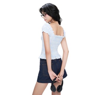 CARA Áo kiểu dáng croptop Cheji chất xô nữ tính trendy