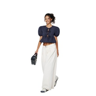 CARA Áo croptop tay phồng nữ Orion dáng peplum màu sọc năng động