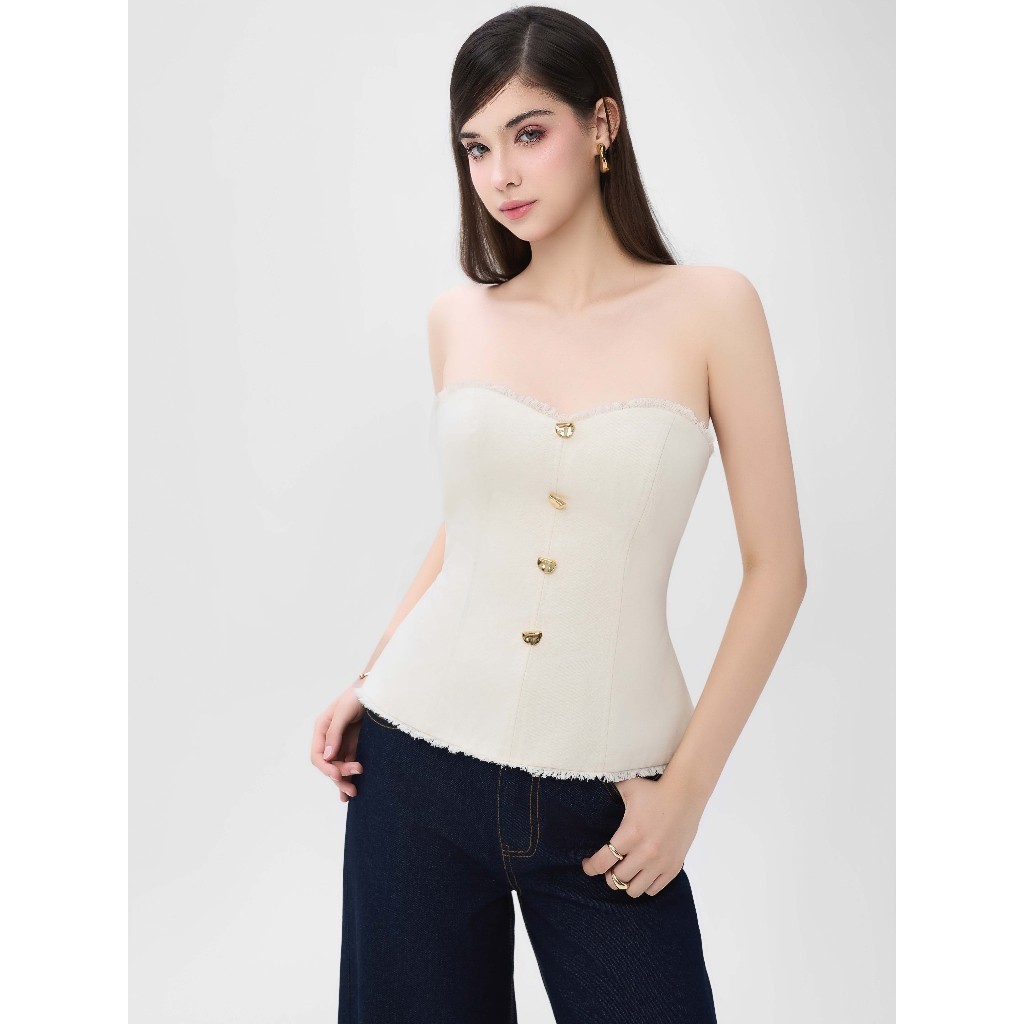 RECHIC Áo kiểu Diras dáng cụp ngực phối nút chiết eo sang trọng cá tính | BigBuy360 - bigbuy360.vn