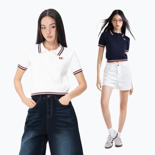 CARA Áo polo croptop nữ Lexi form fit phối bo chun đơn giản