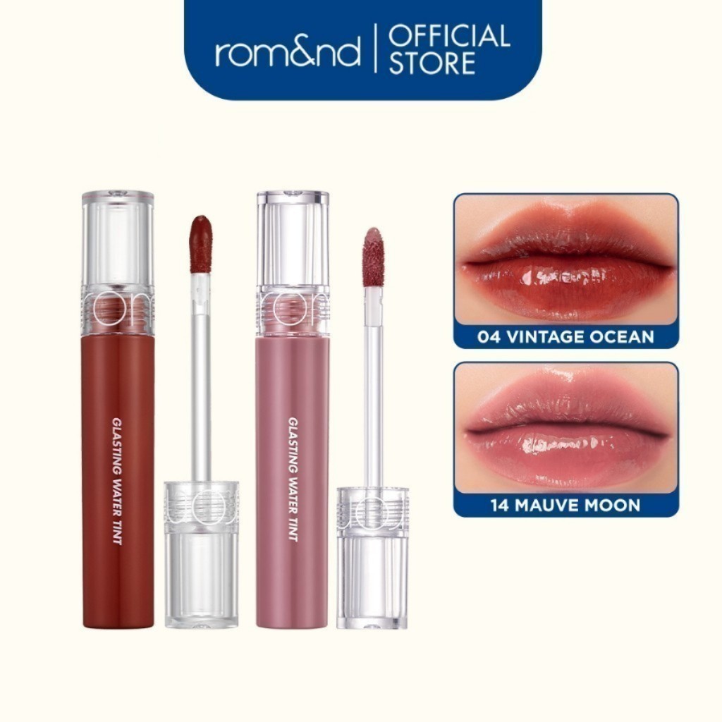 Combo 2 son tint nước siêu lì, lâu trôi Hàn Quốc Romand Glasting Water Tint 4g