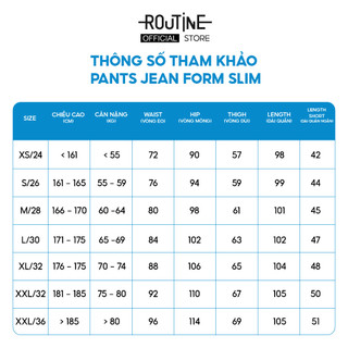 Quần Jeans Nam Trơn Form Slim - Routine 10S25DPA025