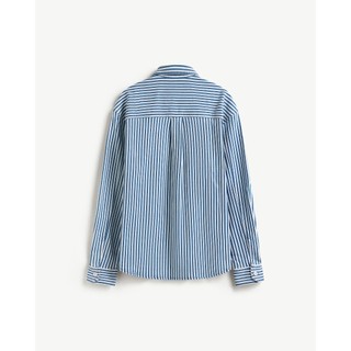 Áo Sơ Mi Jeans Nam Họa Tiết Sọc Tay Dài Form Loose - Routine 10S25DSH007