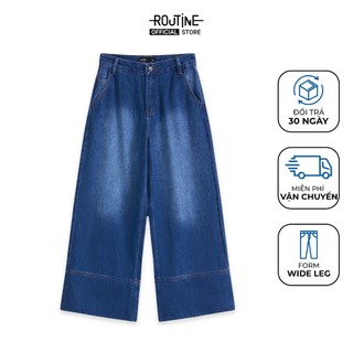 Quần Jeans Nữ Trơn Ống Đứng Form Wide Leg - Routine 10F24DPAW009R1