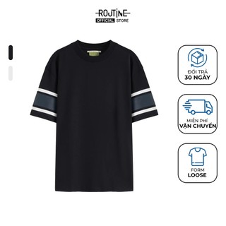 Áo Thun Tay Ngắn Vải S.Café Phối Sọc Tay Form Loose - Routine 10S25TSS007