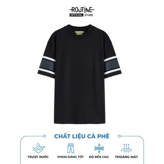 Áo Thun Tay Ngắn Vải S.Café Phối Sọc Tay Form Loose - Routine 10S25TSS007