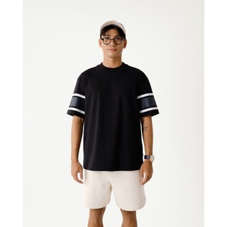 Áo Thun Tay Ngắn Vải S.Café Phối Sọc Tay Form Loose - Routine 10S25TSS007