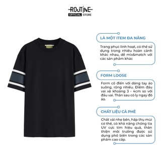 Áo Thun Tay Ngắn Vải S.Café Phối Sọc Tay Form Loose - Routine 10S25TSS007