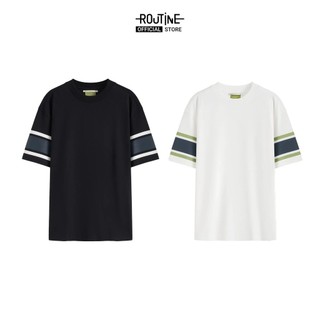 Áo Thun Tay Ngắn Vải S.Café Phối Sọc Tay Form Loose - Routine 10S25TSS007