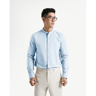 Áo Sơ Mi Nam Oxford Cổ Trụ Tay Dài Trơn Form Fitted  - Routine 10S24SHL006C