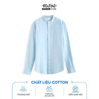 Áo Sơ Mi Nam Oxford Cổ Trụ Tay Dài Trơn Form Fitted  - Routine 10S24SHL006C