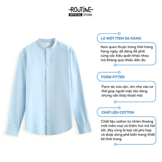 Áo Sơ Mi Nam Oxford Cổ Trụ Tay Dài Trơn Form Fitted  - Routine 10S24SHL006C