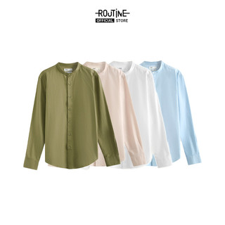 Áo Sơ Mi Nam Oxford Cổ Trụ Tay Dài Trơn Form Fitted  - Routine 10S24SHL006C