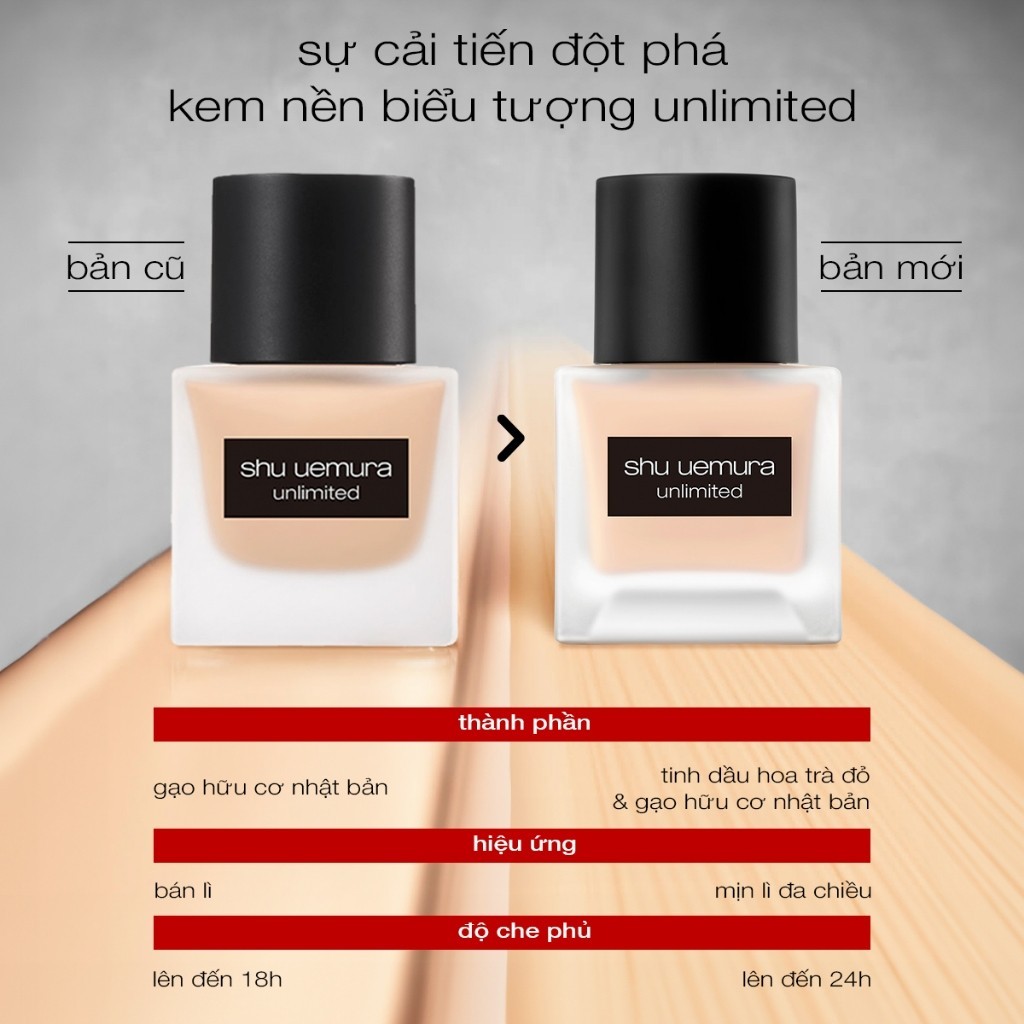 [mới] kem nền mịn lì mỏng nhẹ bền màu 24h shu uemura advanced unlimited breathable lasting foundation