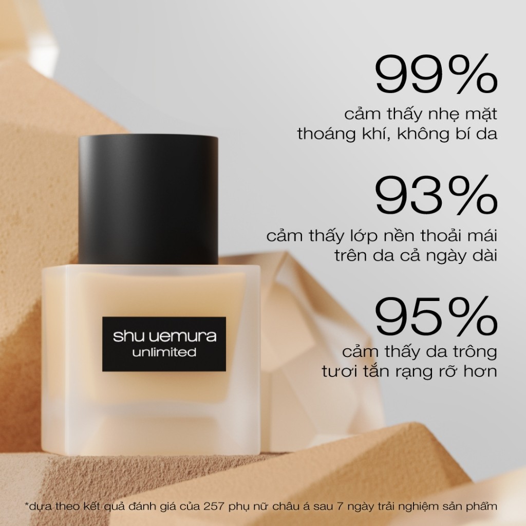[mới] kem nền mịn lì mỏng nhẹ bền màu 24h shu uemura advanced unlimited breathable lasting foundation