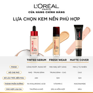 Kem nền dạng serum 24h căng mướt, tự nhiên L'Oreal Paris Infallible 24H Tinted Serum (1% Hyaluronic Acid) 30ml