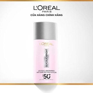 Bộ đôi sữa chống nắng phổ rộng mỏng bảo vệ da, dưỡng sáng mờ thâm nám Glycolic Bright L'Oreal Paris 50ml SPF50+ PA++++