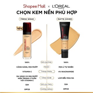 Kem nền che phủ bất bại 32H, tự nhiên như da thật L’Oréal Paris Infaillible 32H Foundation Vitamin C SPF 25 30Ml