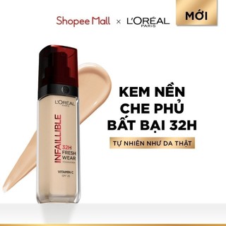Kem nền che phủ bất bại 32H, tự nhiên như da thật L’Oréal Paris Infaillible 32H Foundation Vitamin C SPF 25 30Ml