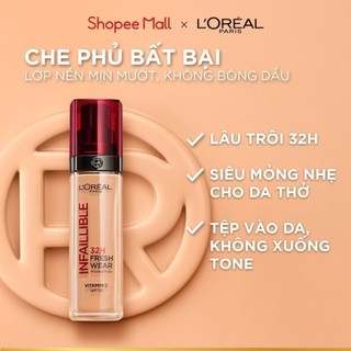 Kem nền che phủ bất bại 32H, tự nhiên như da thật L’Oréal Paris Infaillible 32H Foundation Vitamin C SPF 25 30Ml