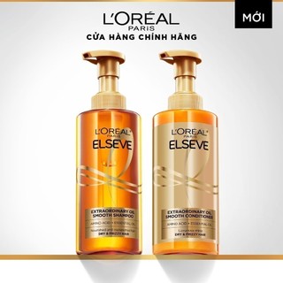 Bộ gội xả dưỡng tóc suôn mượt tóc cao cấp L'Oreal Paris Sleek 440ml x2 & Dầu dưỡng chiết xuất tinh dầu 100ml