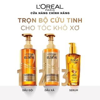 Bộ gội xả dưỡng tóc suôn mượt tóc cao cấp L'Oreal Paris Sleek 440ml x2 & Dầu dưỡng chiết xuất tinh dầu 100ml