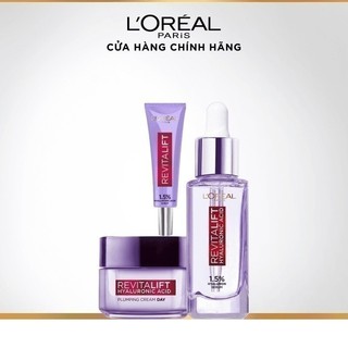 Bộ Serum Cấp Ẩm Sáng Da 30ml, 7.5ml và kem dưỡng 15ml siêu cấp ẩm giảm nếp nhăn L'Oreal Paris Revitalift Hyaluronic Acid