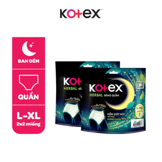 Combo 2/Combo 5/Băng vệ sinh quần Kotex Ban Đêm Thảo Dược Herbal L-XL 2 miếng