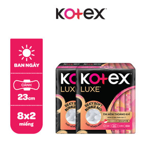 Combo 2/Combo 5/Băng vệ sinh Kotex LUXE Ngày Cánh 23cm 8 miếng