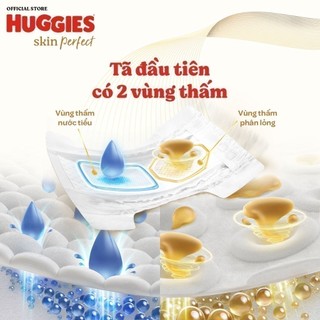 Tã/bỉm dán sơ sinh Huggies Skin Perfect NB70+6/S54+6/S80+2/M76+3 miếng với 2 vùng thấm giảm kích ứng da